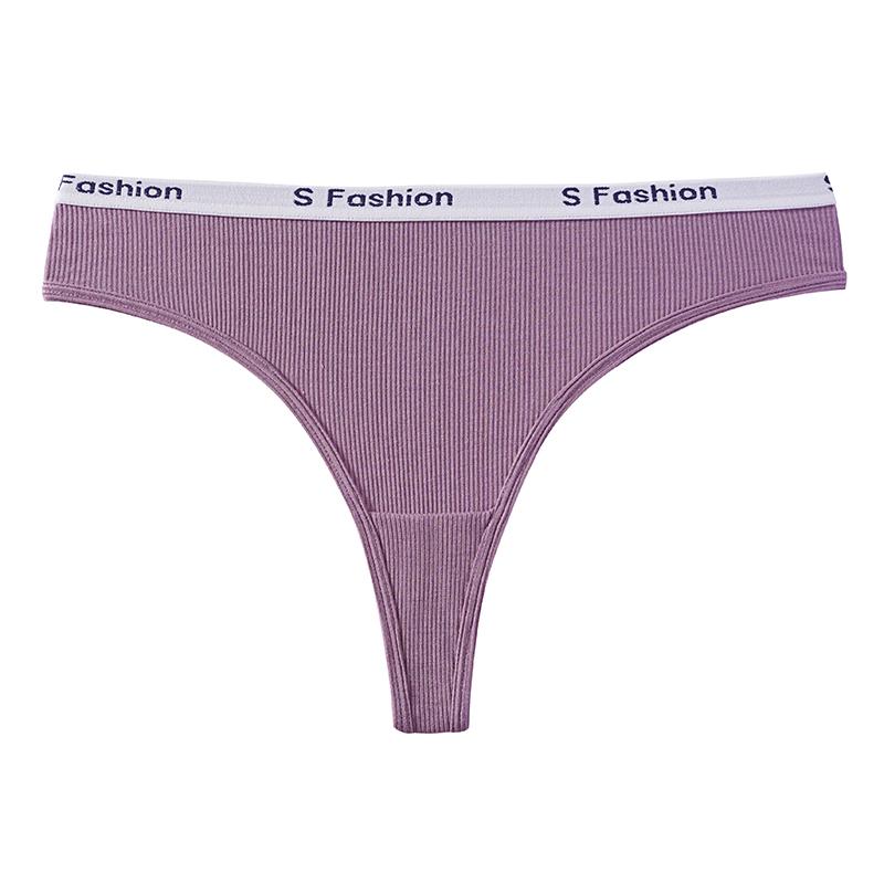 TERMEZY Sexy Ribbed Thongs for Women Solid Color Cotton T-Back Panties Sporty Comfortable & Body-hugging Underwear