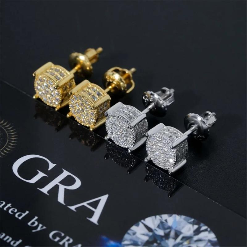 Hip Hop Rock VVS1 D color Real GRA Moissanite Stud Earrings 925 Sterling Silver Screw Ear Stud Fine Jewelry Diamonds Pass Test
