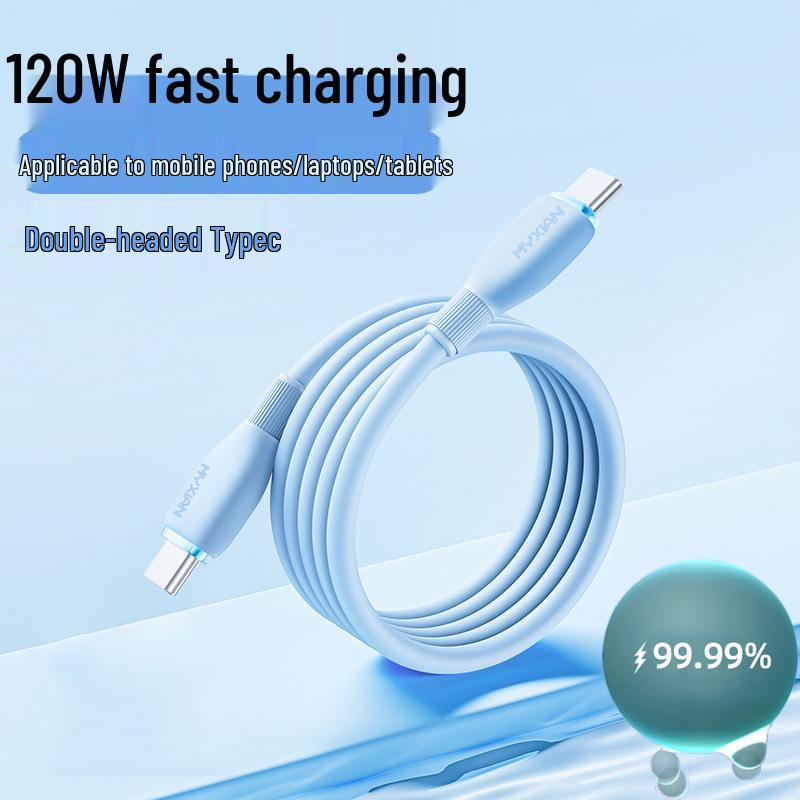120W Dual-Head Type-C PD Fast Charging Cable for Apple 15 & Huawei.