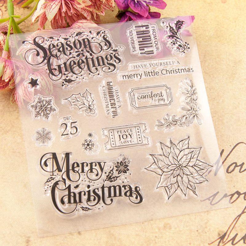Y3NA Christmas Snowflake Flower Silicone Clear Seal Stamp DIY Scrapbooking Embossing Photo Album Decorative
