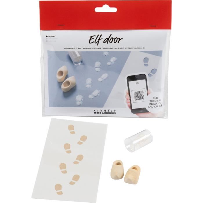 Mini-kit créatif - Porte de lutin - Empreintes de pas - 3 pièces - Plastique et bois - Dès 4 ans