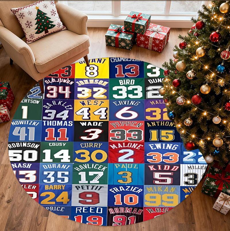 NBA Pattern Round Rug, Indoor/Outdoor Mat, for Picnic, Gameroom, Bedroom, Office, Living Room, Home Decor Carpet, Birthday Gift