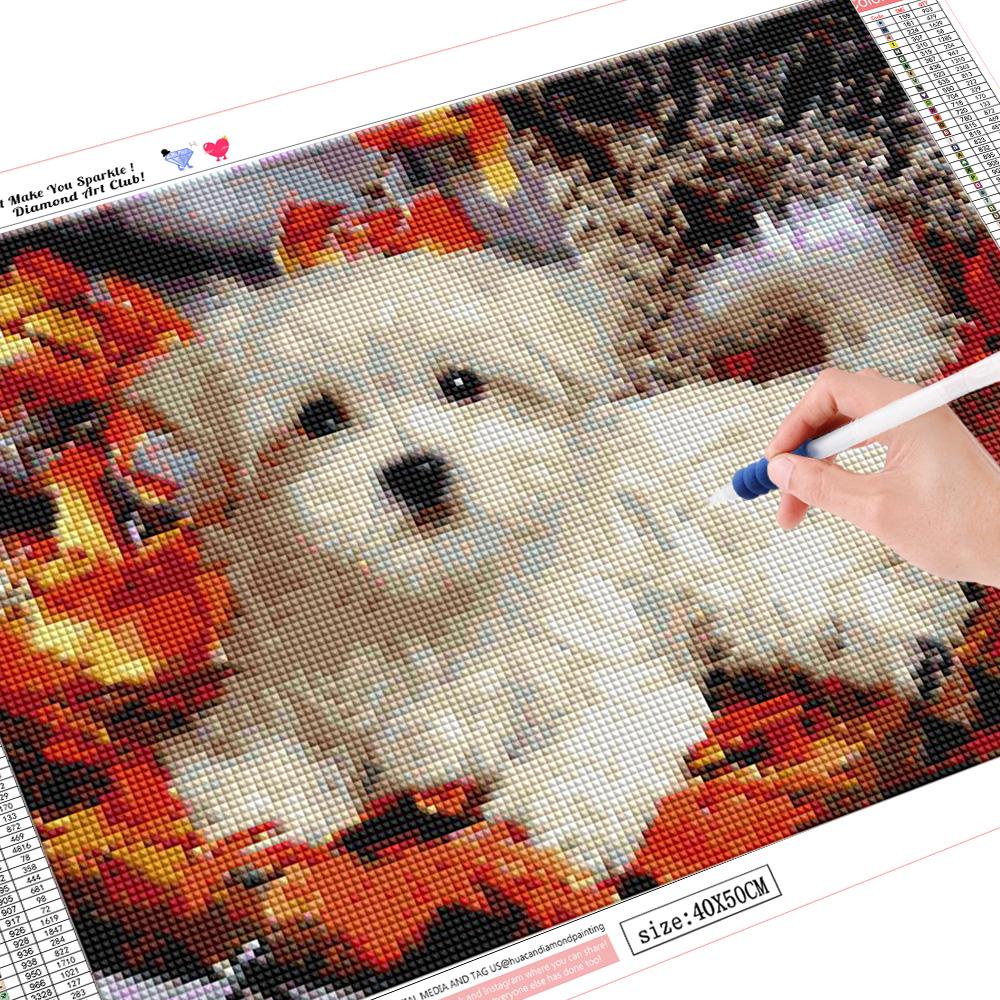 

Полный круглый дрель 5D DIY Алмазная картина Животное собака ручной работы 3D Набор для вышивания Крестиком Мозаика 20*30 cm