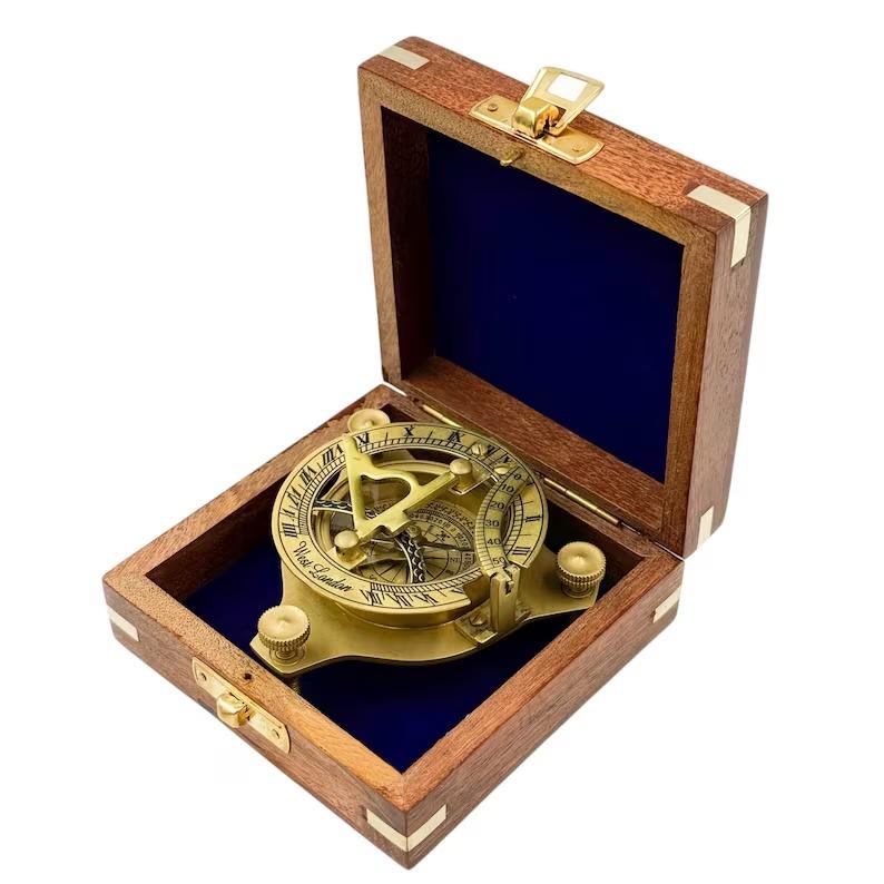 Personalised 3-inch Working Sundial Compass for Birthday |Engraved Sundial Birthday Gift for Him,Custom Birthday Sundial Compass for Husband