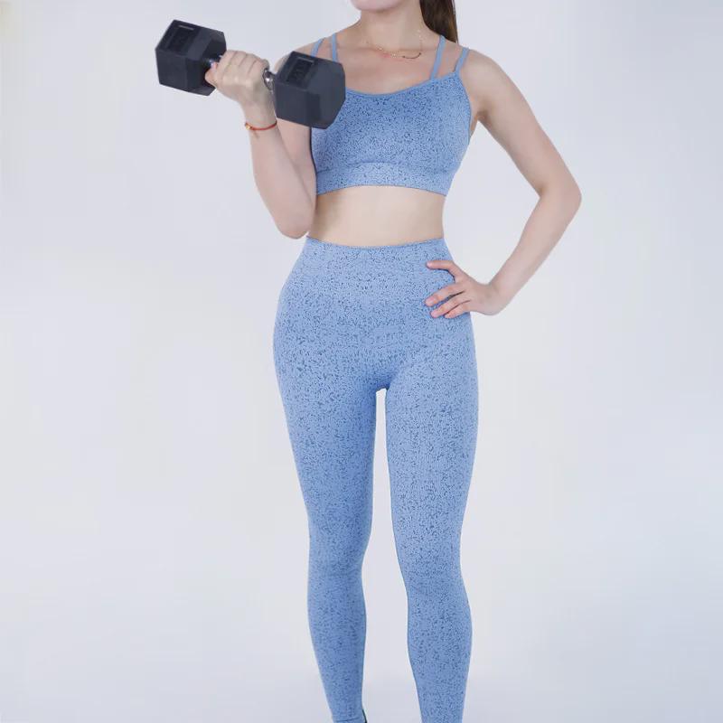 Women's Double Strap Yoga Set: Stylish Back Fitness Bra & High-Waist Lifting Pants