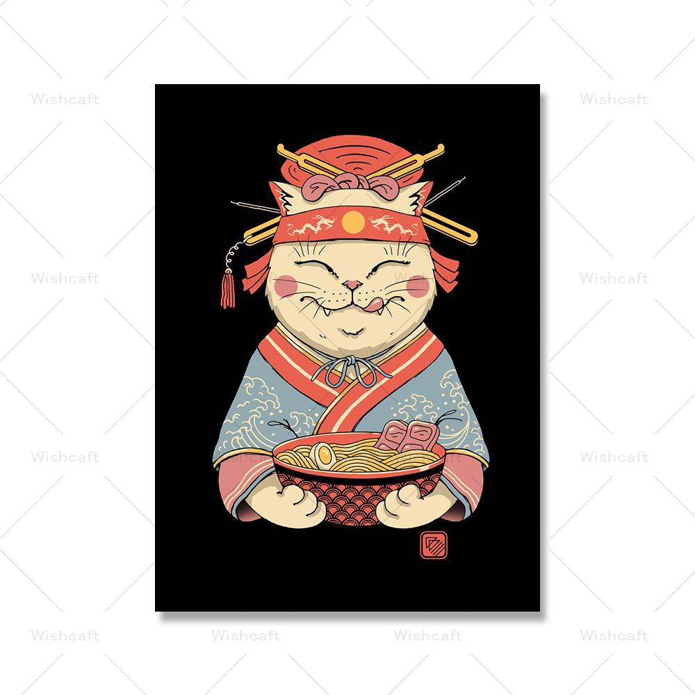 

Гейша Неко Рамен Настенный холст Плакат Суши Кот Шеф-повар Япония Волна Печать Картина Ретро Забавный Мяустер Бар Кухня Домашний декор Фреска 21x30cm No Framed