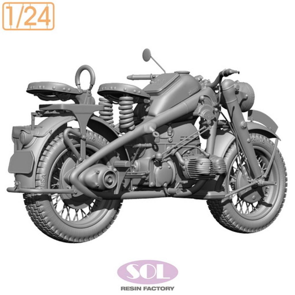 Sol Model WWII German KS750 Military Motorcycle 3D Printer Kit MM903 1/24 (Motorcycle)