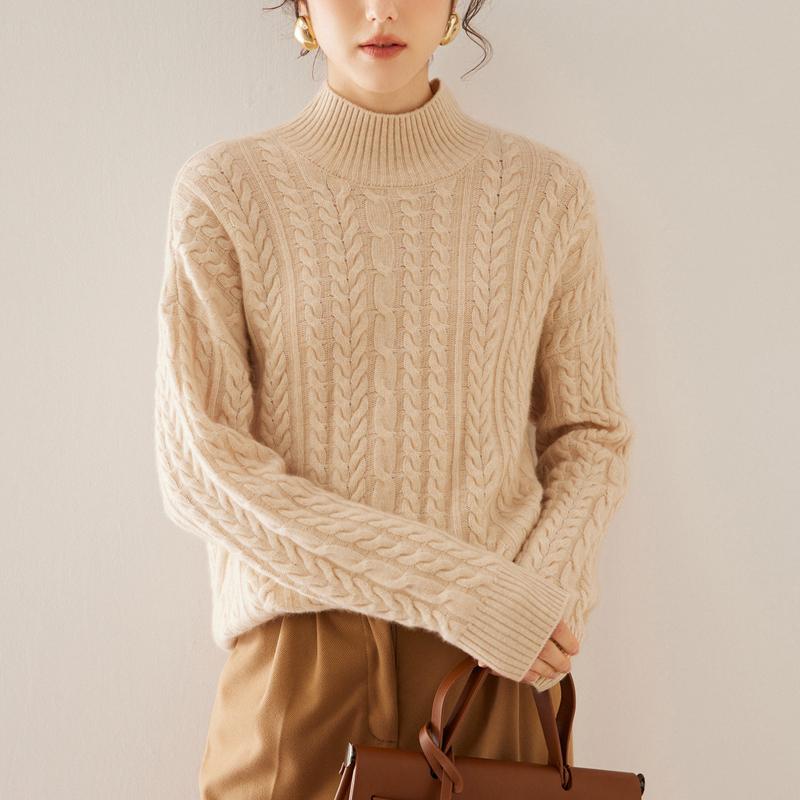 

Жіночий кашеміровий светр Qinghe кашемір 100% кашемір жіночий осінньо-зимовий кашеміровий пуловер м який і теплий бежевий