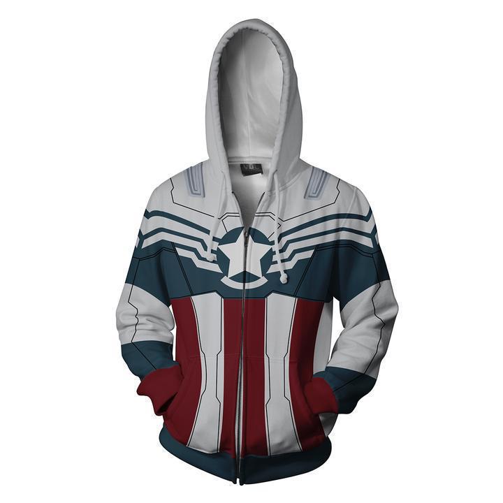 Autumn Men's Captain America Zipper Hoodie Sweatshirt