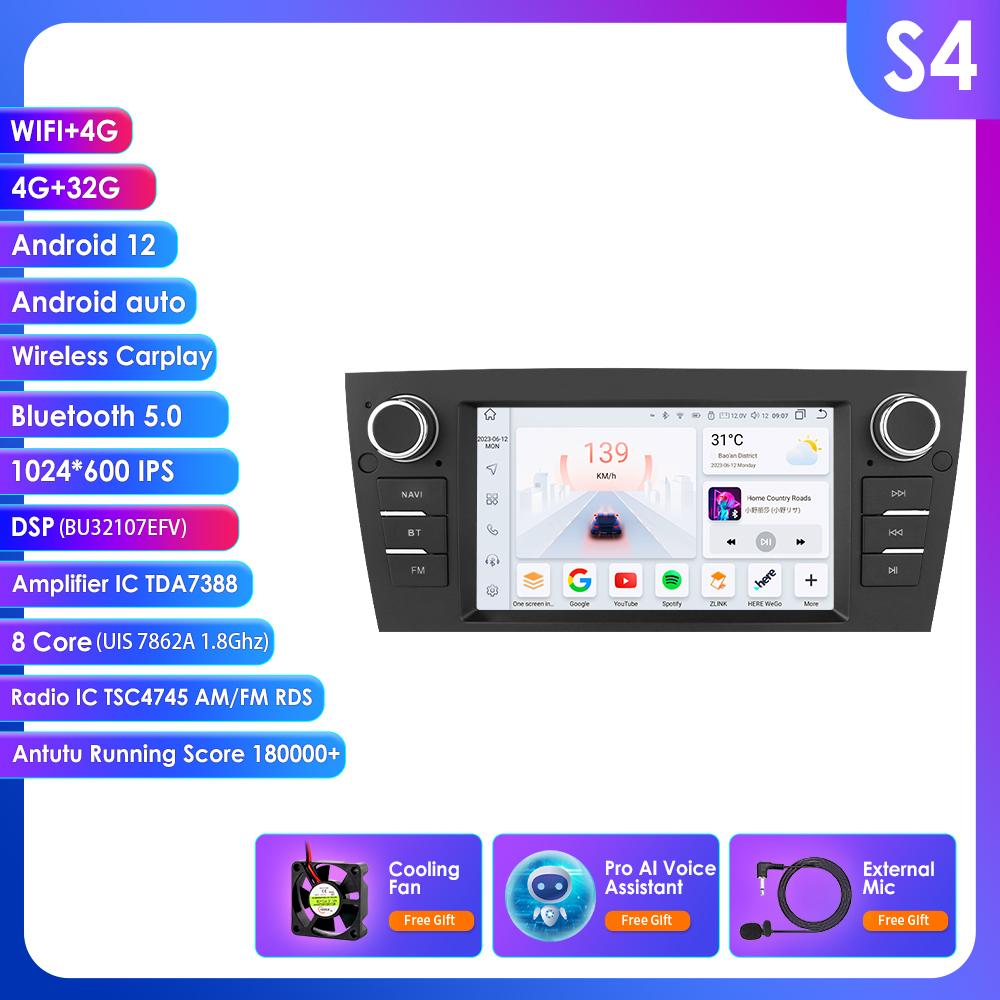 Hizpo Inteligentní 7'' 7862 AI 2din Android 13 Autorádio Multimediální Přehrávač Videa pro Pro BMW Řady 3 E90 E91 E92 E93 Navigace GPS Carplay 4G RDS