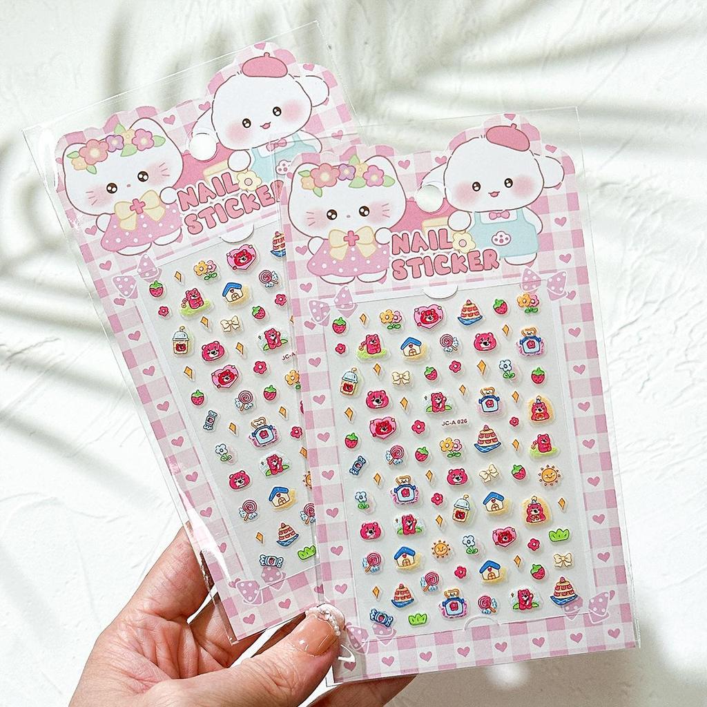 Luminous 5D Embossed Fluorescent Nail Art Stickers for Kids - Odorless Princess Design