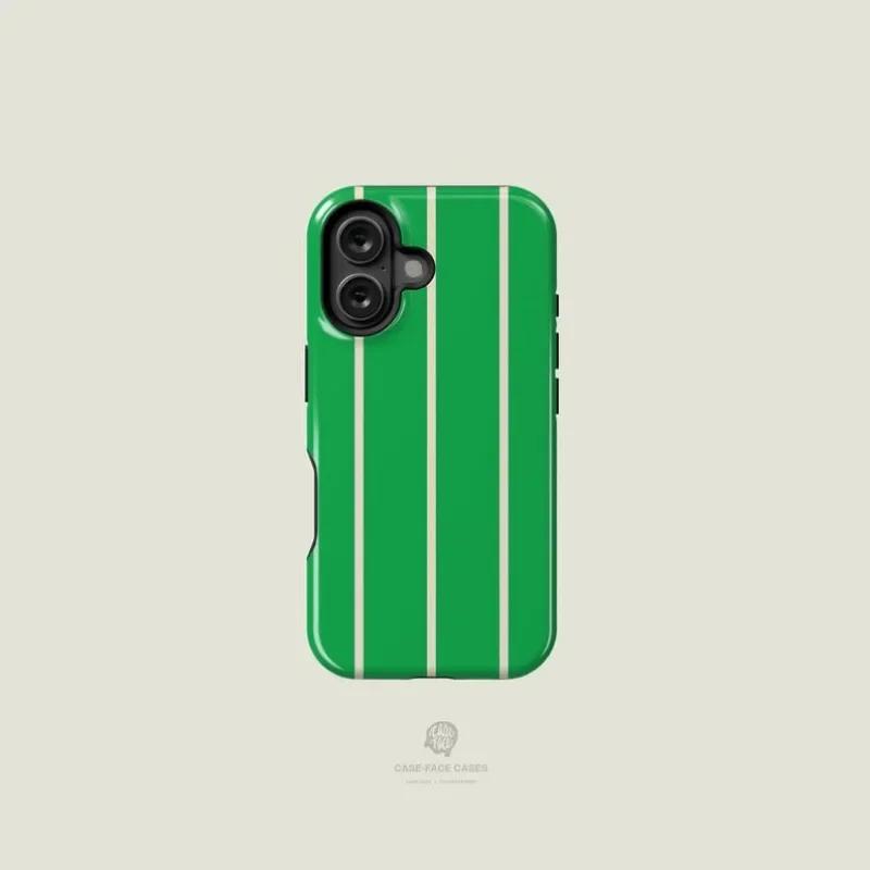 

luxury Clmj Striped on Green Phone Case for iPhone 16 15 14 13 12 11 Pro Max Plus Luxury Magnetic Double-layer Back Cover iPhone 11