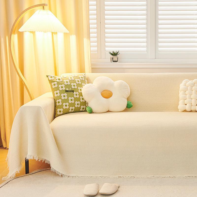 Nordic Style Dustproof Sofa Blanket - Single to Three-Seater, Four Seasons, Full Cover Cushion Towel