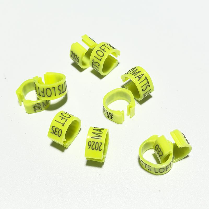 Personalisierte 100 Stück Innendurchmesser 8mm Kunststoff Taubenringe - Kundenspezifische Lasergravur, Taubenfußringe
