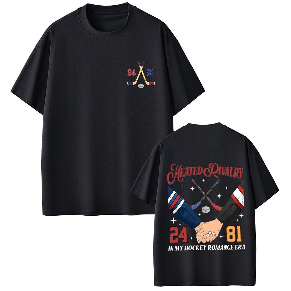 Heated Rivalry in My Hockey Romance Era Tshirt Shane Hollander Ilya Rozanov Hollanov 2481 Graphic Male Fashion Casual Tshirt