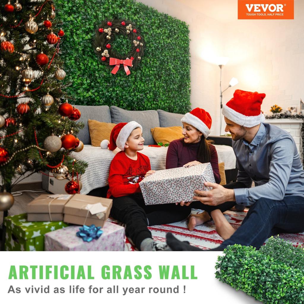Artificial Boxwood Panel 24" X 16" UV 24pcs Boxwood Hedge Wall Panels Artificial Grass Backdrop Wall 4 cm Green Grass Wall, Fake Hedge for Decor
