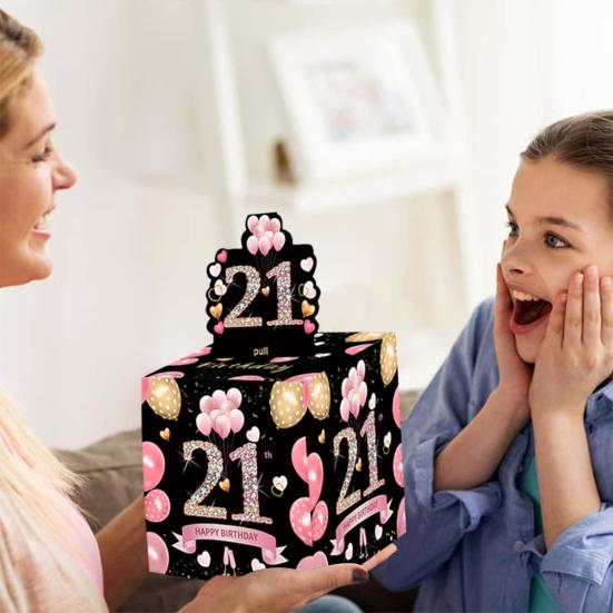 16. 21. Všechno nejlepší k narozeninám Pokladnička Překvapení Vytáhnout Peníze Dárková Krabička Sada Pokladniček Dárek k narozeninám Držák na peníze pro děti Chlapci Dívky