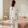 Spring and Autumn New High-end Imitation Cotton Pajamas Women's Summer Long-sleeved Trousers Set Women's Loose Large-size Loungewear