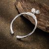 Retro Heritage Antique Silver Lotus Pod Open Bangle - Elegant Valentine's Day or Birthday Gift for Her.