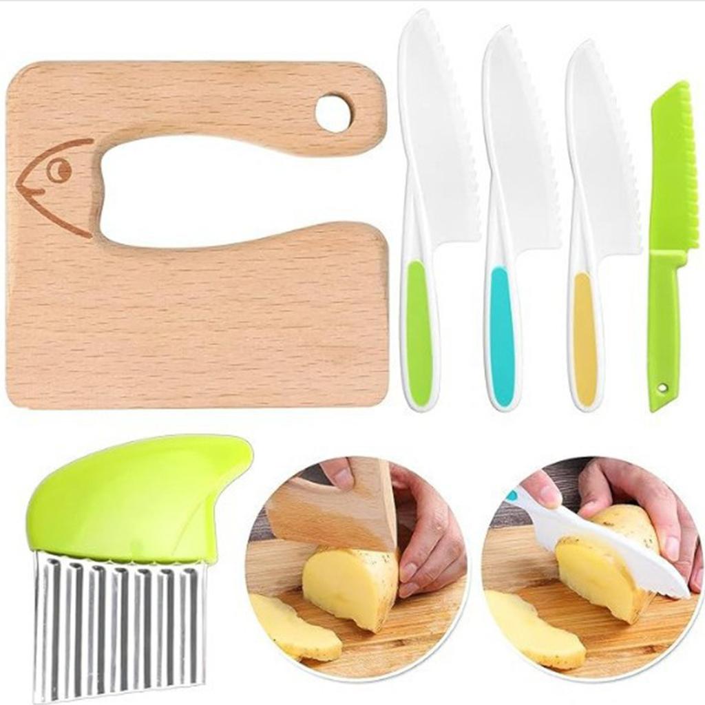 Children's Plastic Knife Cake Knife Fruit Knife Small Cutting Board Kindergarten Vegetable Cutting Knife Cutting Board Bread Dessert Knife Set