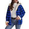 Women's Sherpa Plaid Shacket Long Sleeve Fleece Lined Jacket Oversized Warm Zip Up Hooded Coat Winter Outerwear