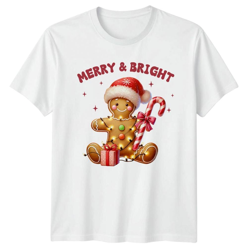 Merry Bright Gingerbread Christmas Holidays Unisexs Unisexs Graphic Tee S
