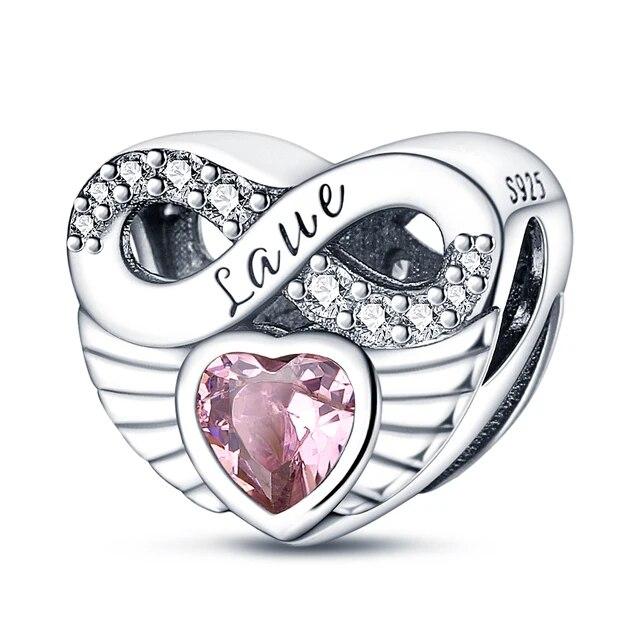 Pink Charm 100 %925 Sterling Silver Love Heart Cute Animals Koala Charms Bracelet Diy Jewelry Making