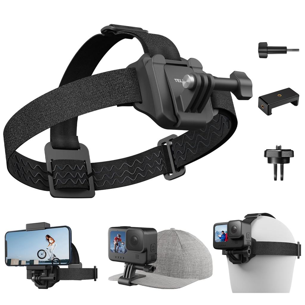 TELESIN Head Strap Mount Clip Mount Wrist Mount Smartphone Action Camera Accessory Quick Release with Smartphone Holder Compatible with GoPro Hero12