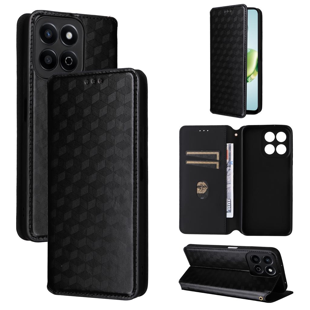 For Honor X7c 4G/200 Smart 5G/Play 60 Plus 5G/Play 9T Case Rhombus Imprint PU Leather Phone Wallet Cover