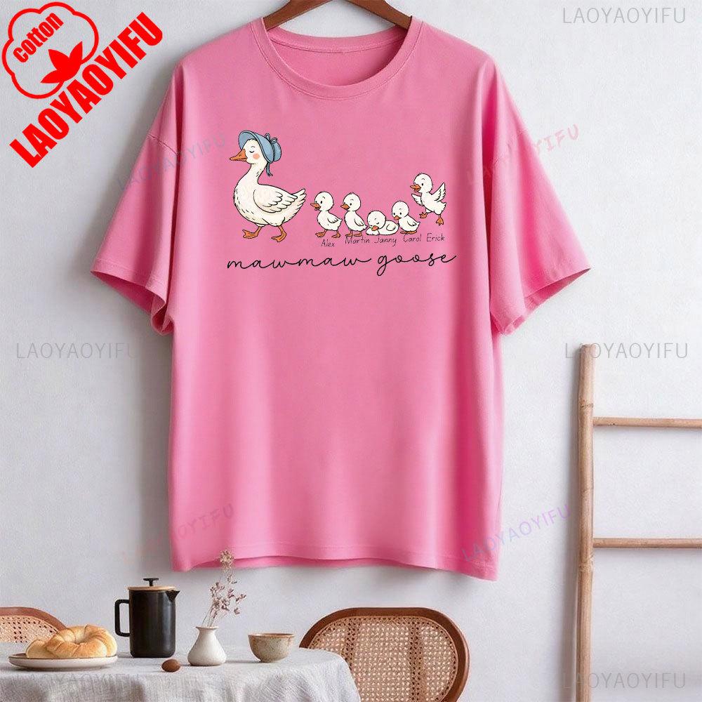 Goose Shirt Grandma Shirt Goose Retro Gift Short-sleeve O-neck Streetwear Classic Pattern High Quality Cotton Tees Streetwear