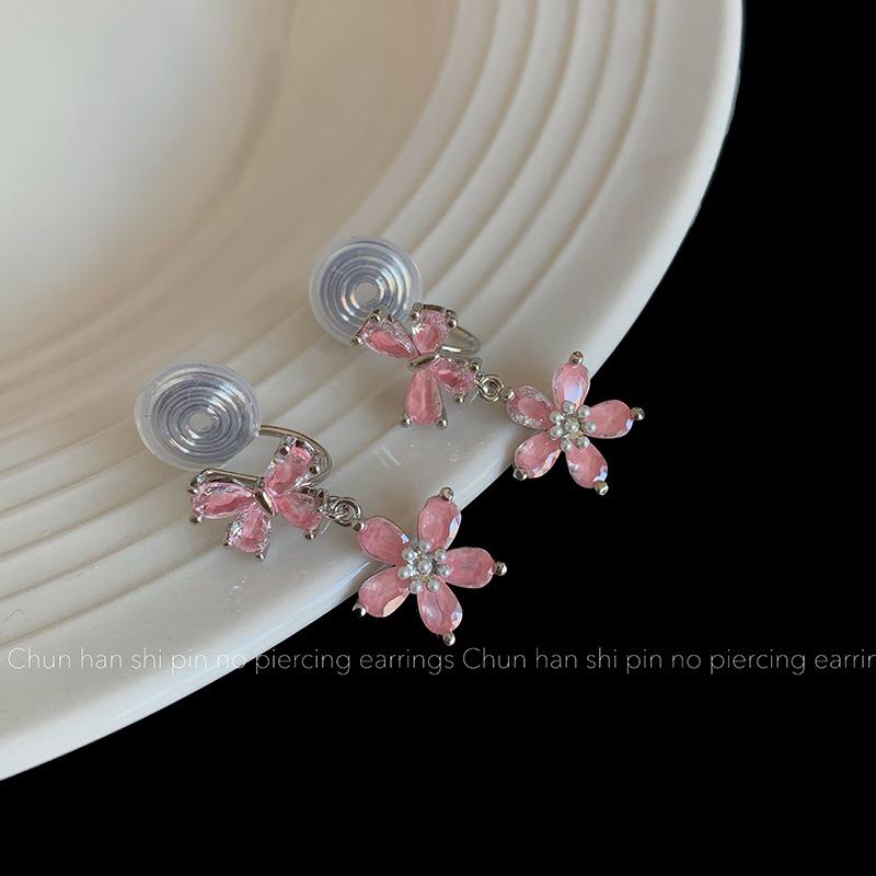 Zircon Butterfly Light Luxury Three-dimensional Super Flower Pendant Earrings Earrings Advanced Design Silver Needle Earrings Earrings