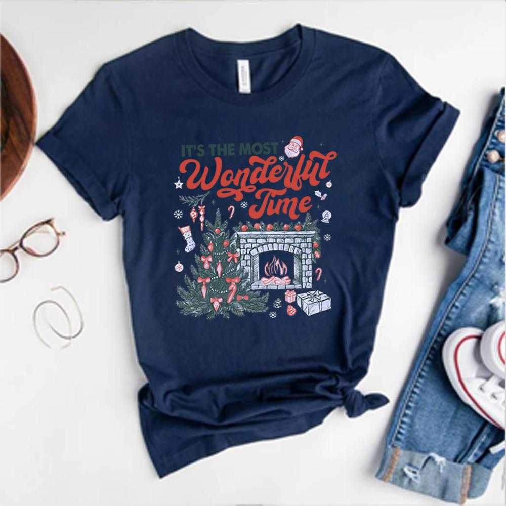 Christmas Time Tshirt Its The Most Wonderful Time Shirt Vintage Christmas Tshirt Retro Christmas Tee Unisex Short Sleeves Tops