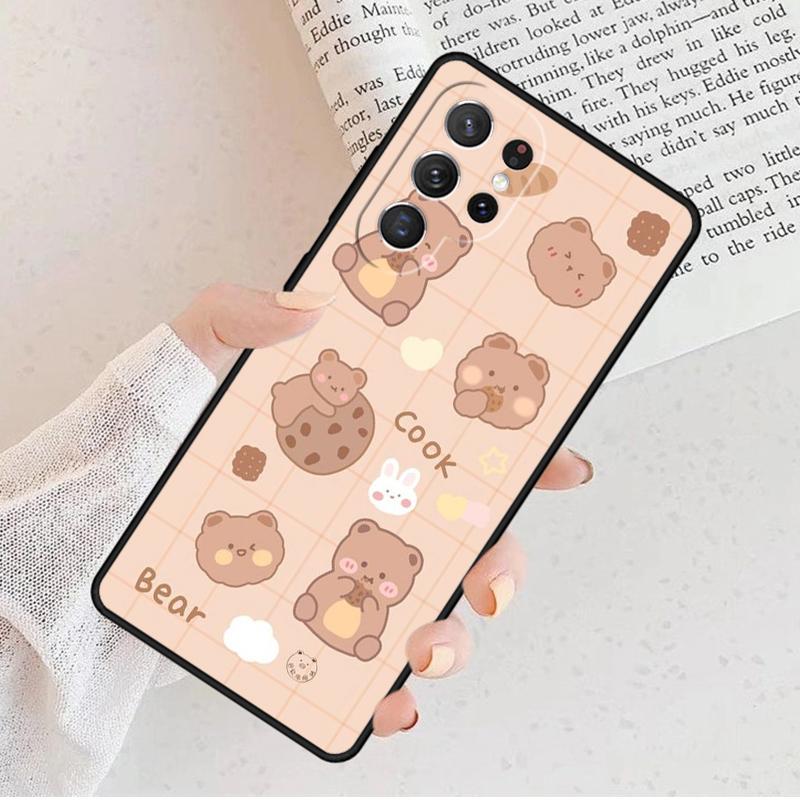 Kawaii Cute Bears Korean Phone Case For Samsung Galaxy S25 S23 S30 S8 S21 S20 FE S24 S22 Note 10 20 Plus lite Ultra