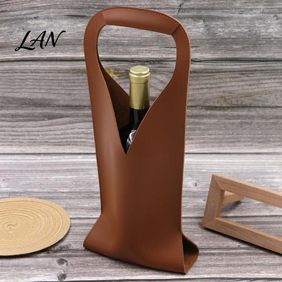 Wine Tote Bag Faux Leather Bag, Portable Carrier Pouch, Waterproof Bottle Pouch Single Holder Protector Sleeve for Champagne Beer