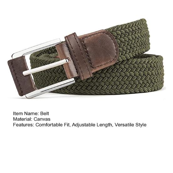 Men Casual Belt Canvas Woven Braided Web Belt Stretch Waist Casual Outdoor Work