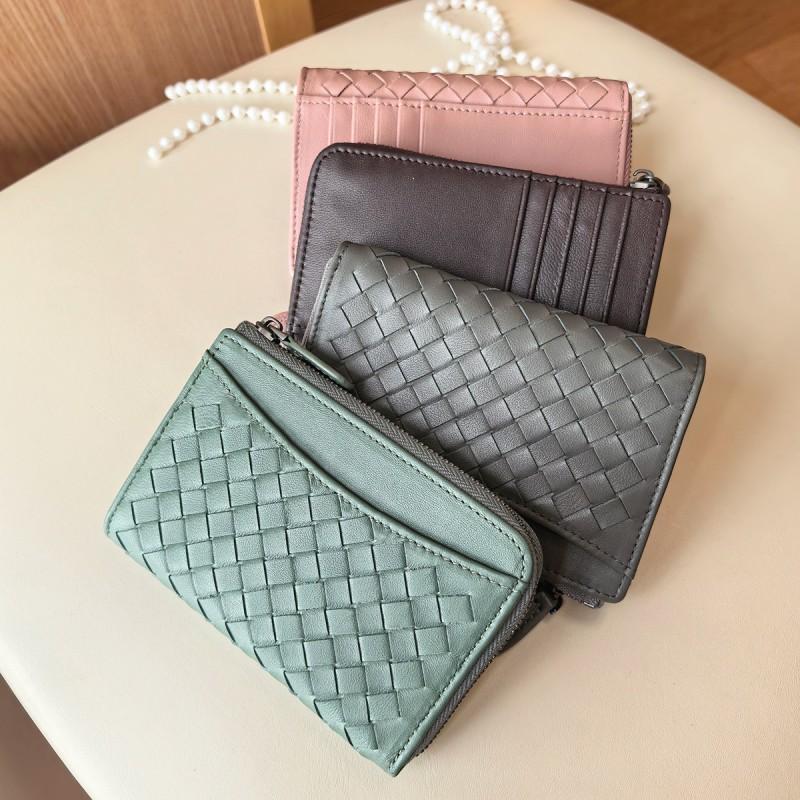 Handwoven Leather Zipper Coin Purse Key Holder Multi-Functional Card Wallet ID Case Unisex Large Capacity