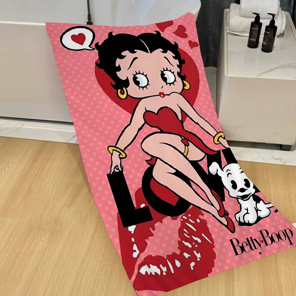 B-Betty-Cute-Boops Beach Towel Colorful Bath Towels For Girl Microfiber Quick Dry Custom Sand Free Beach Yoga Spa Gym Pool