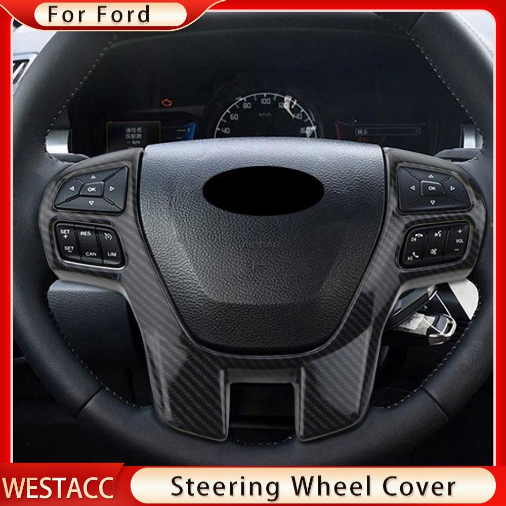 Car Steering Wheel Panel Cover Sticker for Ford Ranger Everest Endeavour 2015- Steering Wheel Trim Frame