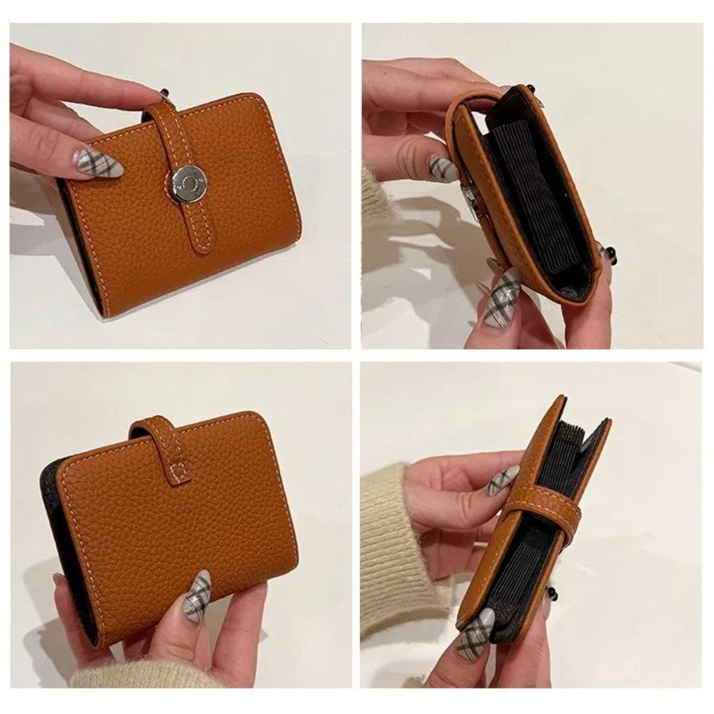 New Vintage Luxury Women Card Holder Small Delicate Ins Minimalist Exquisite Purse Elegant PU Leather Portable Clutch Wallet