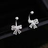 Pravé stříbro 925 Krajkový Srdce Dutý Mašlička Šroubovací Zapínání Piercing Stud Náušnice pro Ženy Jemné Šperky Minimalistické Doplňky