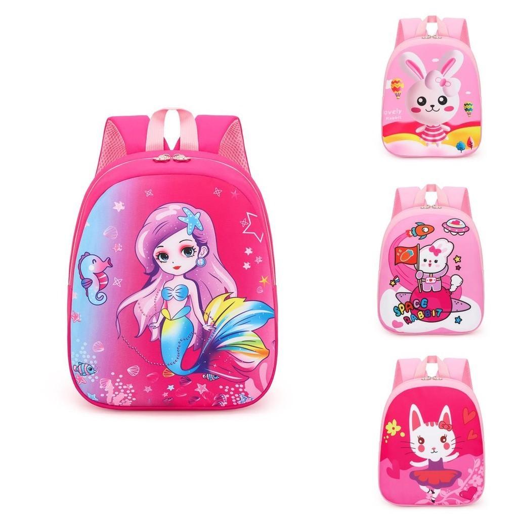 Cute Pink Cat Nylon Backpack For Preschoolers Trendy And Breathable School Bag