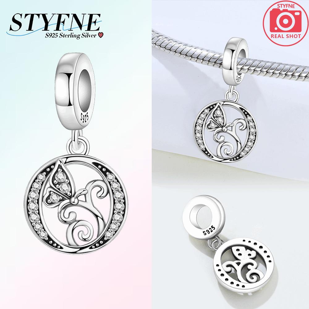 925 Silver Charms Zircon Beaded Butterfly Letter Pendant Fit Bracelet Accessories Bead Fashion Jewelry Making Fine Jewelry Gift