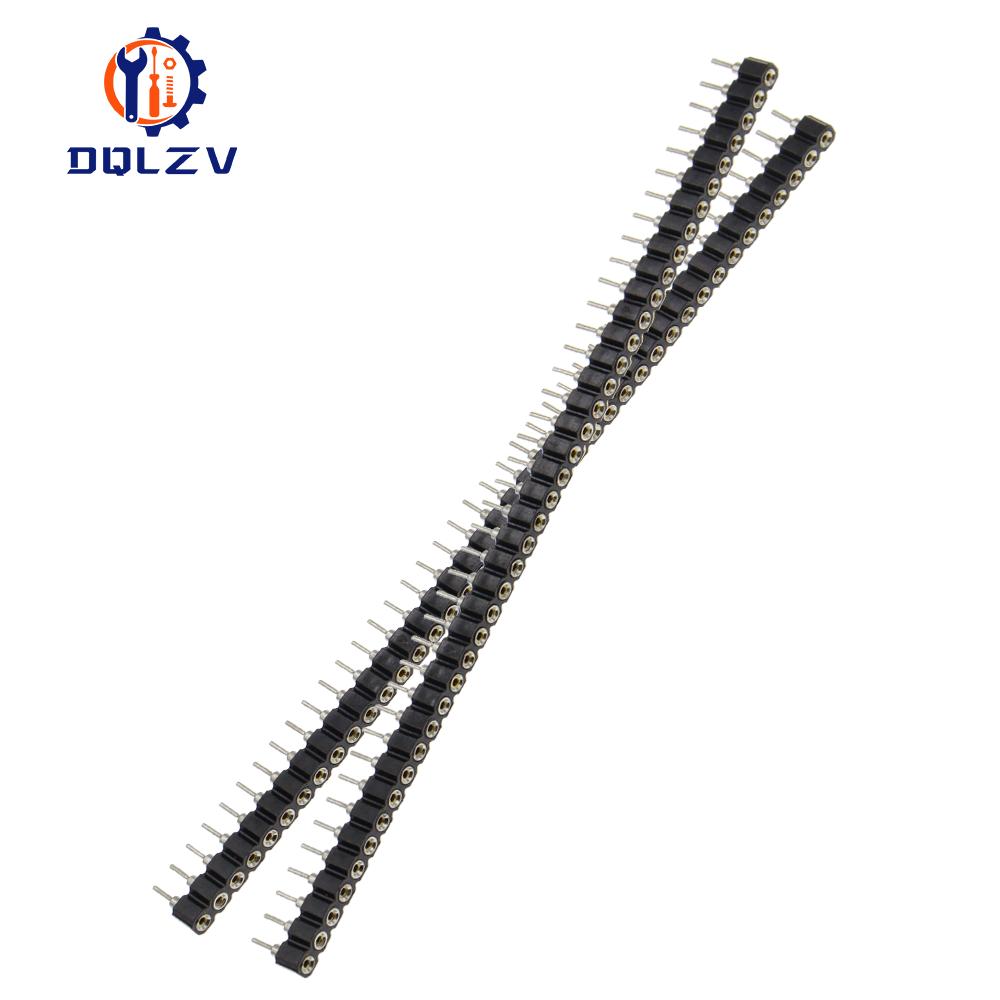 5PCS 1*40Pin 2.54MM Pitch Single Row Female/Male SMD Straight Needle Round Hole Pin Header Copper Foot Gold-Plated