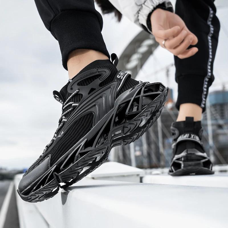 Herrenschuhe Sneaker Mesh Atmungsaktiv Hochelastisch Weichsohlig Trendig Lässig Laufschuhe Stoßdämpfend Blade Sportschuhe Herren