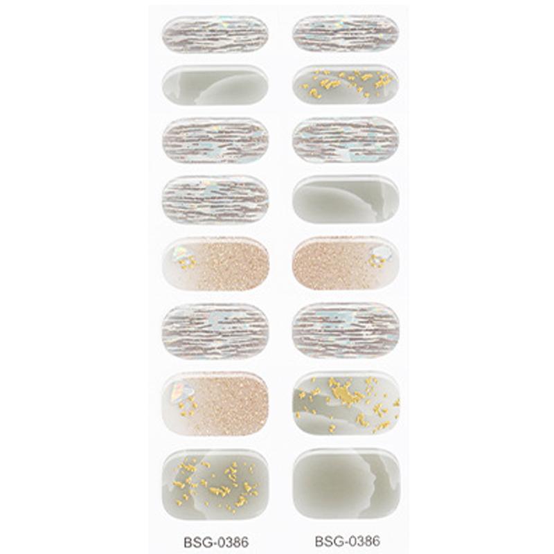 Self-Adhesive Gel Nail Stickers Full Nail Wraps Nail Decals Semi-Cured Polish Strips Nail Art Decoration for Women Girls