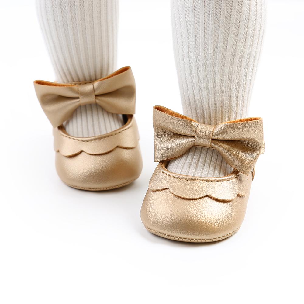 Baby Casual Shoes Infant Toddler Bowknot Non-slip Rubber Soft-Sole Flat PU First Walker Newborn Bow Decor Mary Janes
