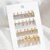 12pcs Vintage Gold Color Circle Hoop Earrings Set for Women Simple Fashion Geometric Stud Earrings Trendy Jewelry Party Gifts