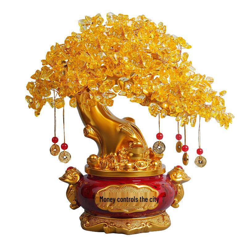 Citrine Money Tree Ornament for Living Room and Wine Cabinet Decoration – Wealth-Attracting Gift