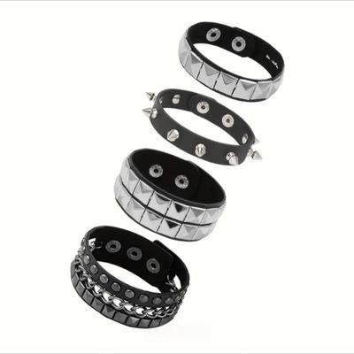 European & American Punk Layered Leather Couple Bracelet - Street Style Jewelry