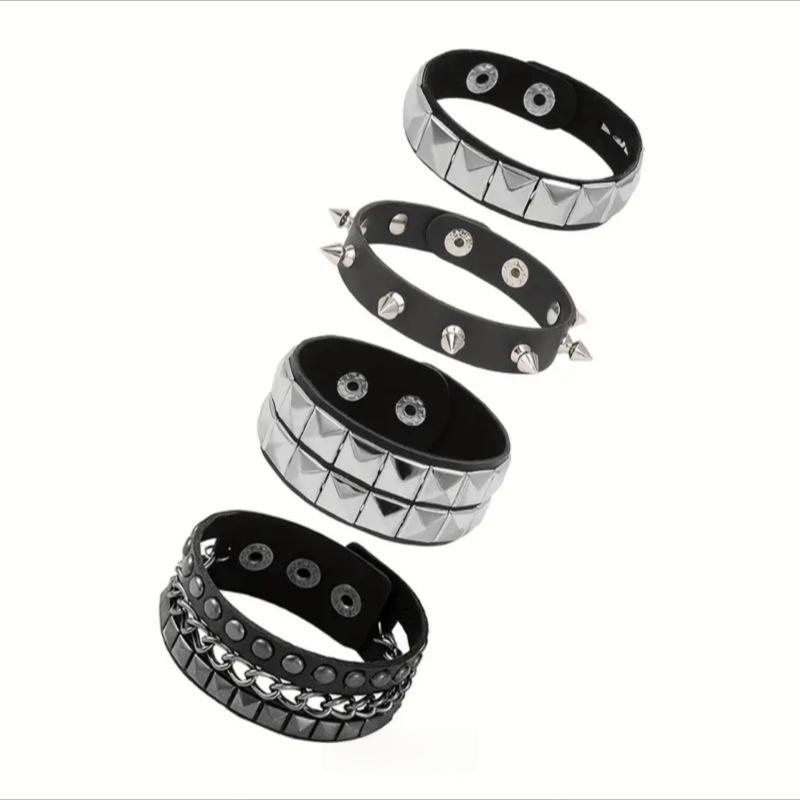 European & American Punk Layered Leather Couple Bracelet - Street Style Jewelry